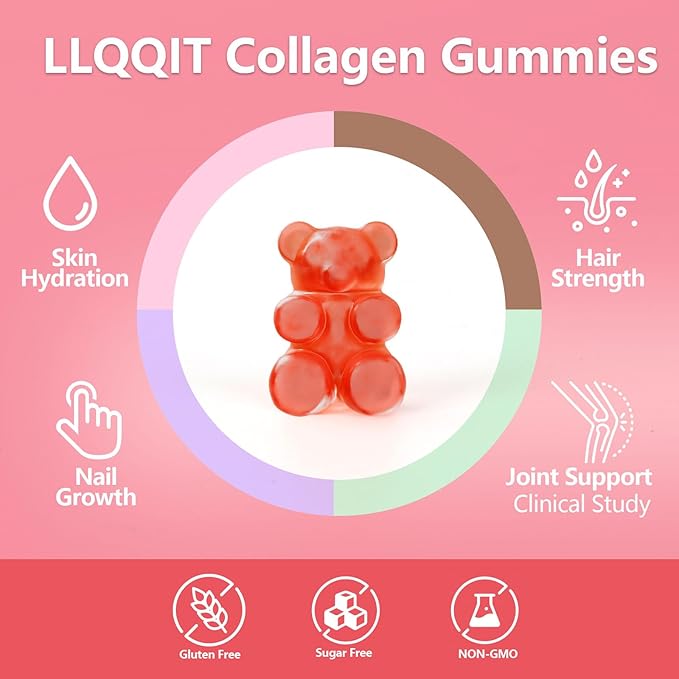 60 Count Multi-Collagen Peptides Gummies for Women - Packed with Types I II III V X Vitamins C E Zinc &amp Hyaluronic Acid - Non-GMO &amp Gluten Free