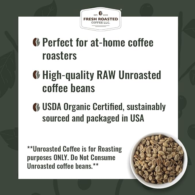 Fresh Roasted Coffee Unroasted Organic Honduran Marcala | USDA Organic 100% Single Origin Kosher | 5 Pound