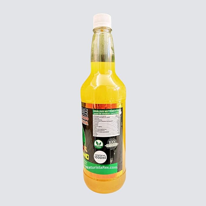 El Michoacano Yellow Maguey Juice REFORZADO Raize de Curcuma Michoacano | Jugo de Maguey Reforzado Michoacano 33 oz (1 LT) Tonic Drink Dietary Supplement