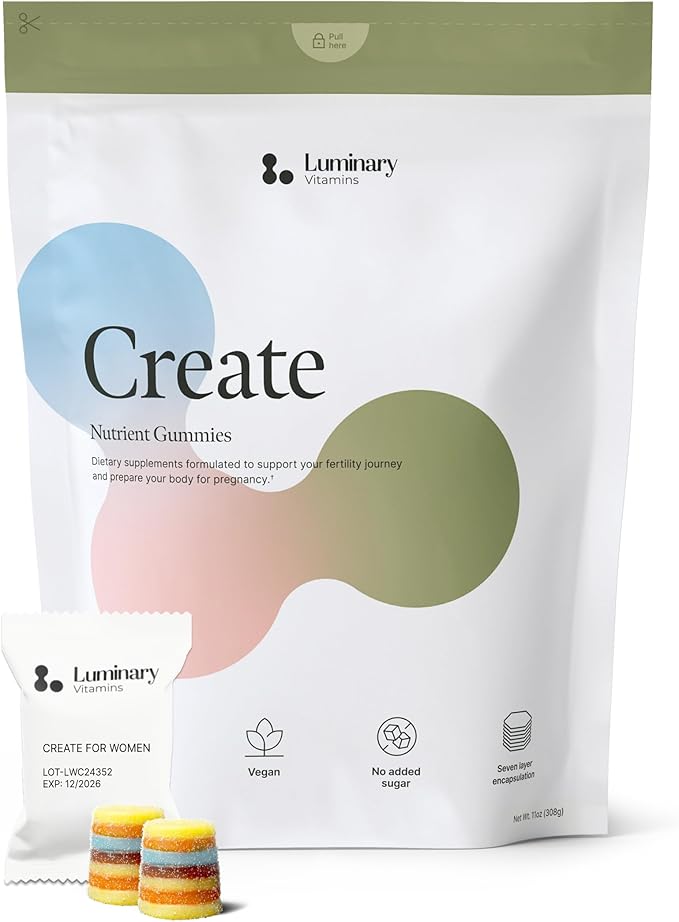 Create for Women | Doctor Formulated Fertility Gummy | 600mg CoQ10 + 27mg Iron + 1200mcg Folic Acid | Preconception &amp Egg Quality Support | Vegan &amp No Added Sugar (28 Day Supply)