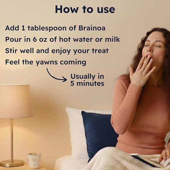 Brainoa Sleep Cocoa for Chocolate Lovers – With Magnesium Glycinate Ashwagandha Reishi Mushroom &amp L-Theanine – Bedtime Sleep Aid Drink for Adults – No Melatonin Added Sugar or Artificial Flavo