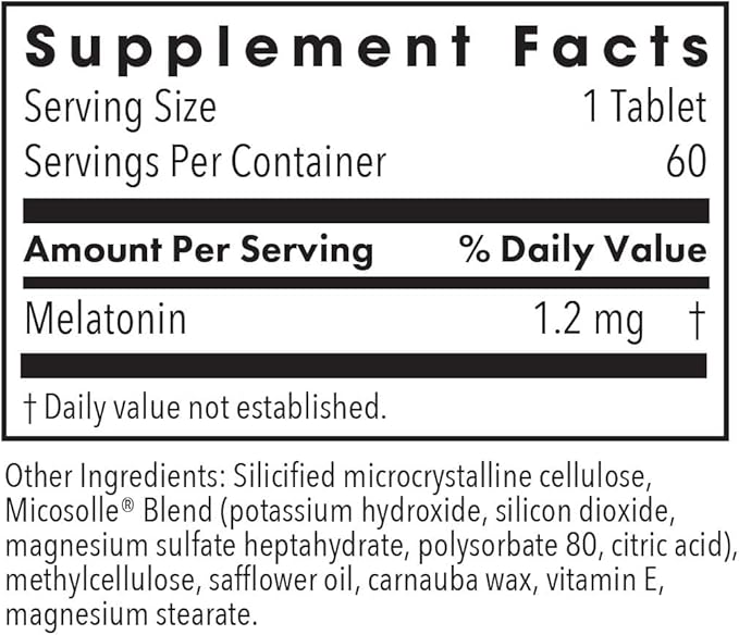 Allergy Research Group Slow Motion Melatonin - Sleep Aid Low Dose Lipid Matrix 1mg Supplement Pure Hypoallergenic Scored Tablets - 60 Count