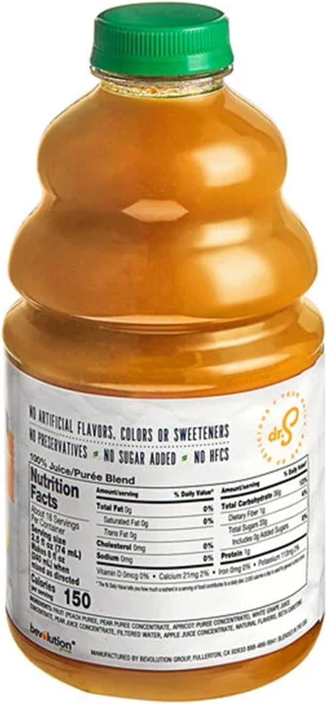 100% Crushed Peach Pear Apricot Fruit Smoothie Mix 46 fl. oz. WS-103DR100PEAA-NPF