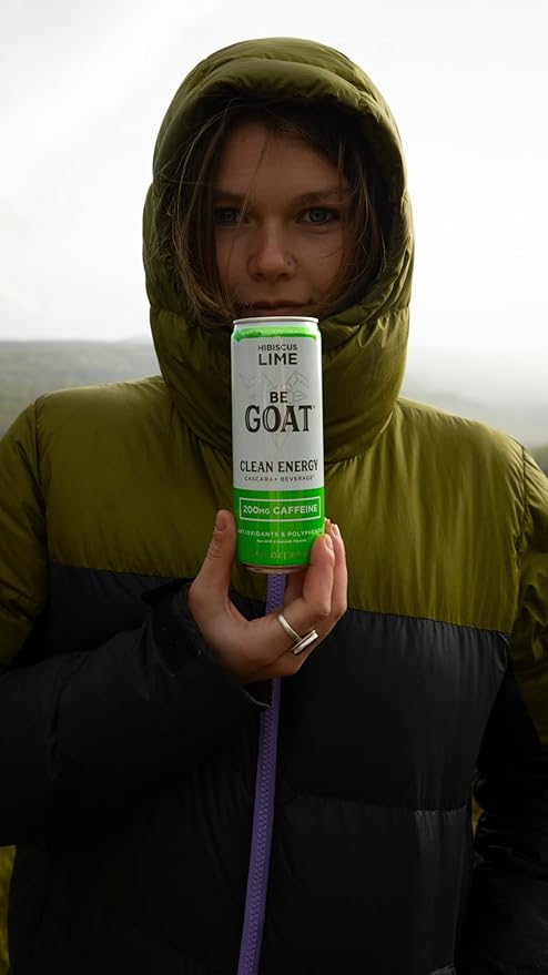 BeGOAT Clean Energy | Hibiscus Lime | 6 Ingredients Plant-Based Non-GMO Vegan | 200mg Natural Caffeine | 12 fl oz Cans (Pack of 12)