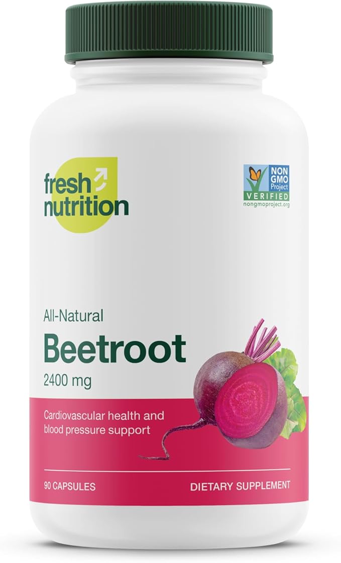 Fresh Nutrition Organic Beet Root Capsules - 2400mg Potent Dosage - Antioxidant Support - Vegan Non GMO Gluten-Free - 90 Capsules