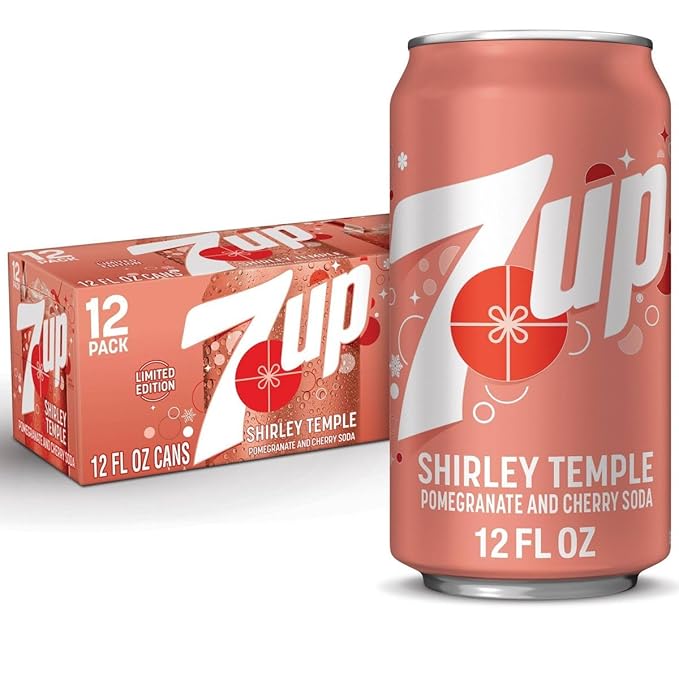 7UP Shirley Temple Pomegranate and Cherry Soda Limited Edition Caffeine-Free 12 FL OZ Cans 12 Pack