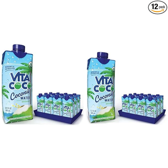 Vita Coco Coconut Water Pure Organic | Refreshing Coconut Taste | Natural Electrolytes | Vital Nutrients (Pack of 12 11.1 Oz and 16.9 Oz)