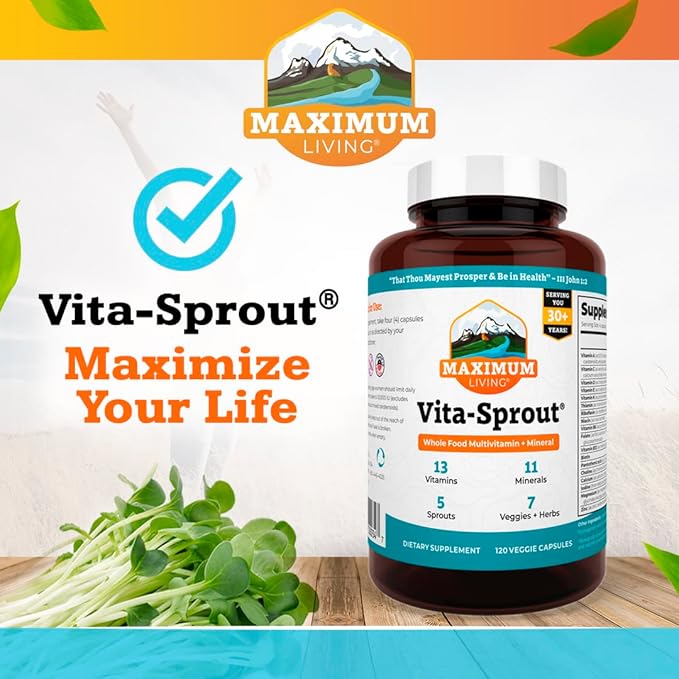 Maximum Living - Vita-Sprout Whole-Food Multivitamin &amp Phytonutrient Blend - 120 Capsules