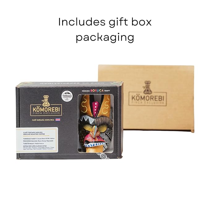 KOMOREBI FINCA EXCLUSIVA - Special Edition Pack (8oz premium roasted coffee + Handmade Wood Craft Souvenir 4.7x3.2In) - from Tarrazu Costa Rica (Ground - Gold Diablito)