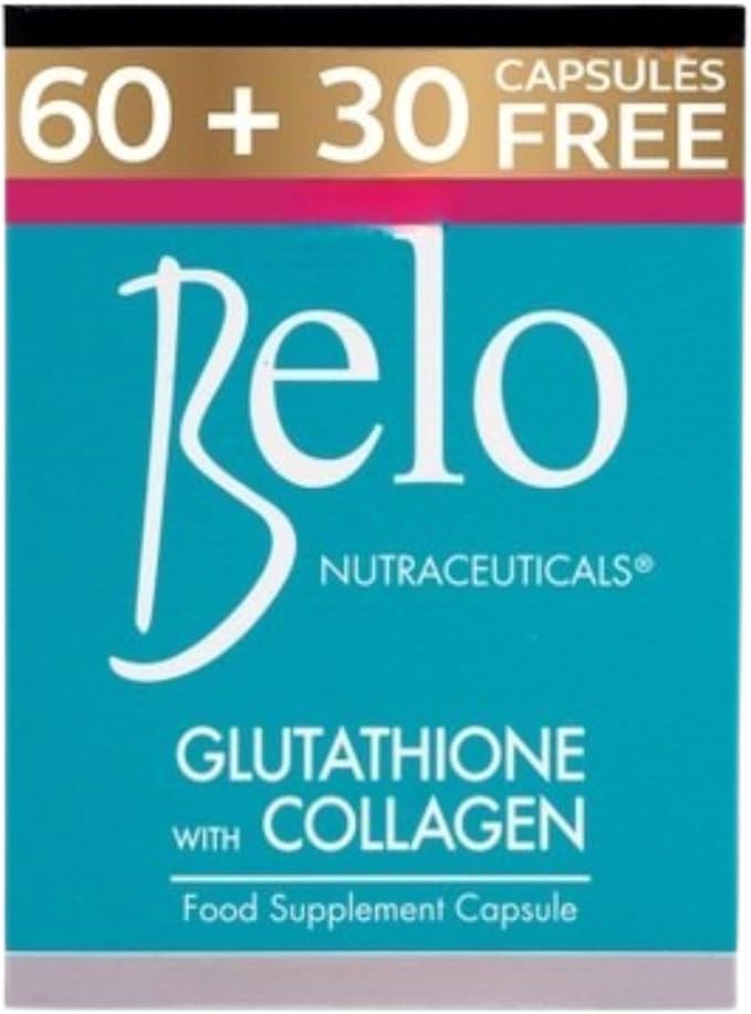 Belo Nutraceuticals Glutathione Collagen Advanced Skin Support Beauty Capsule Supplement - 60 Capsules + 30 Free