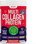 Multi Collagen Peptides w/Prebiotic + Probiotics + Type I II III V X + Hydrolyzed Collagen Powder w/Vitamin C+D3+B7+K2+E Hyaluronic Acid Supports Skin Hair Nail Joint Grass-Fed Non-GMO