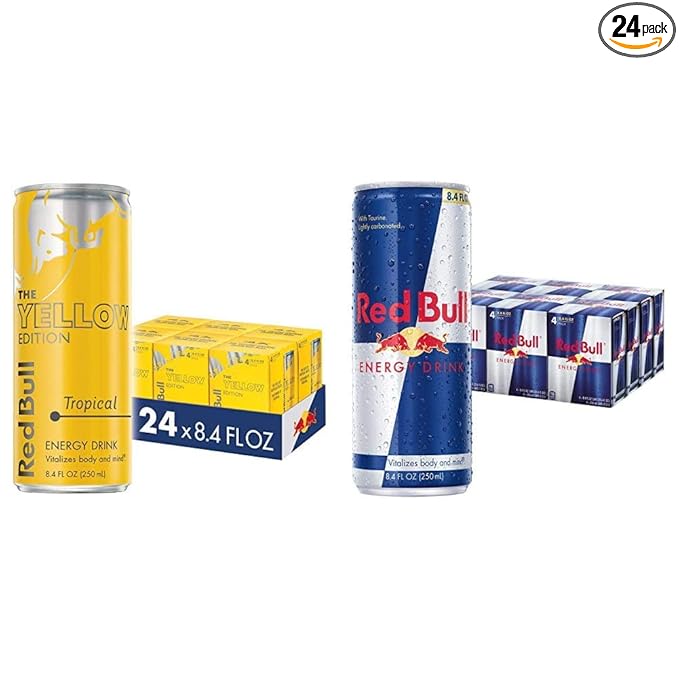 Red Bull Tropical &amp Original Energy Drink Bundle 8.4 Fl Oz 48 Cans (12 Packs of 4)
