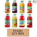 LUV BOX- variety Everfresh Juice 16 oz. pack of 8  Apple Juice  Juice- Grape  Orange Juice  Cherry  Strawberry Watermelo  Pineapple Orange Juice  Paradise Punch  Cranberry. by evaxo