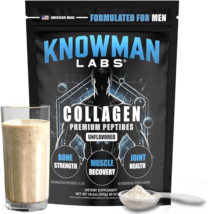 Premium Collagen for Men Bone Joint &amp Muscle Formula Recovery Non GMO Dairy Free Sugar Free Keto &amp Paleo Friendly / 30 Srvg