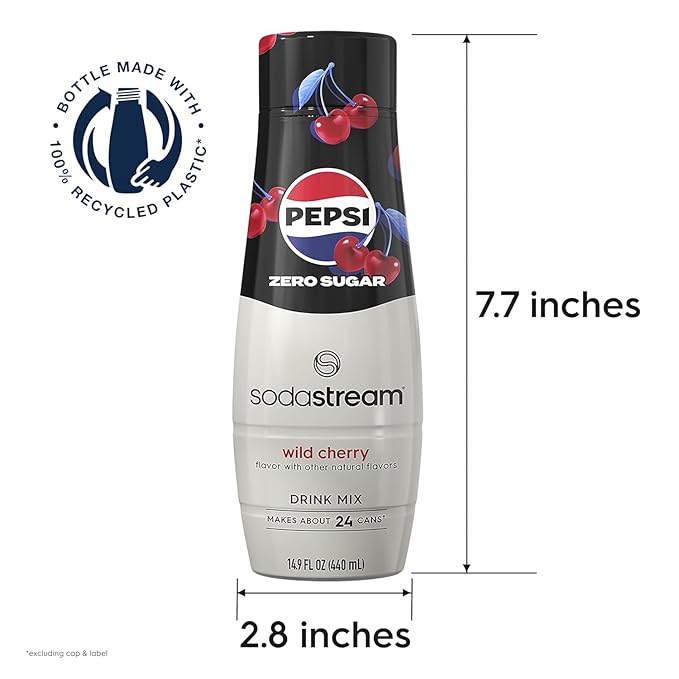 SodaStream Pepsi Wild Cherry Zero Sugar Drink Mix (440ml Pack of 4)