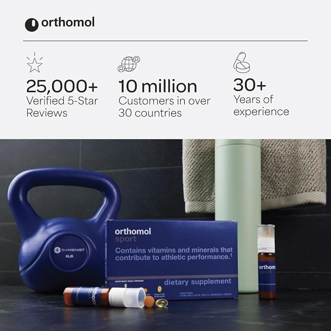 Orthomol Sport 30-Day Supply Premium Sports Nutrition Supplement with Vitamins A B C D E Zinc Iodine Coenzyme Q10 L-Carnitine Omega-3 and Essential Minerals for Optimal Performance