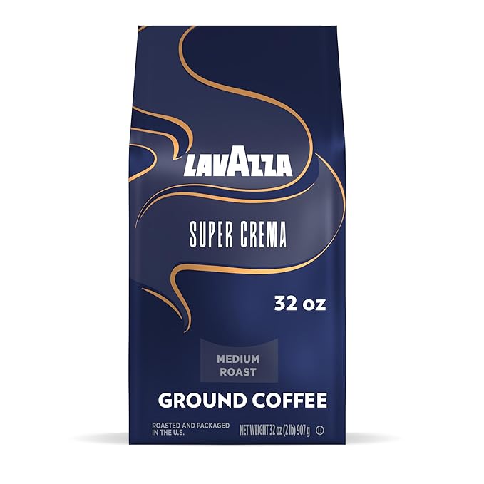 Lavazza Super Crema Ground Coffee Medium Roast Arabica and Robusta Blend 32 oz Bag (Pack of 1)