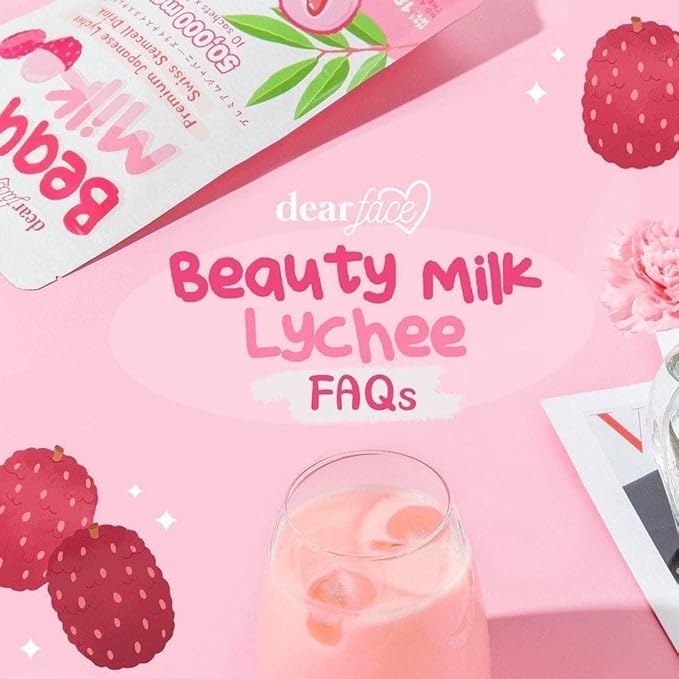 Dear Face Beauty Milk Japanese Collagen Lychee Drink Twin Pack - 50000mg Hydrolyzed Collagen