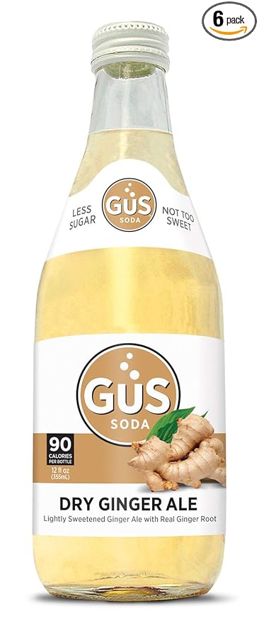 GuS Soda - Extra Dry Ginger Ale - 12 oz (6 Glass Bottles)
