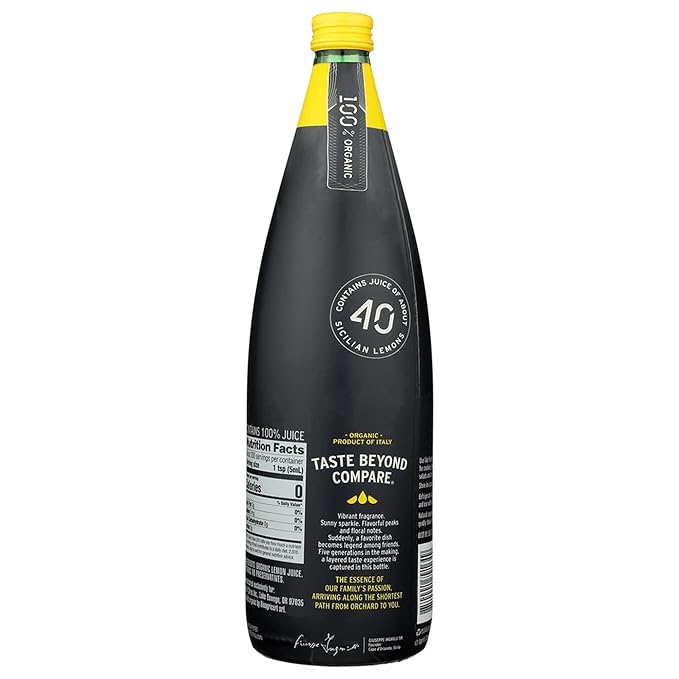 Ingrilli 100% Organic Lemon Juice 33.8 Fl Oz Glass Bottle (Pack of 3)