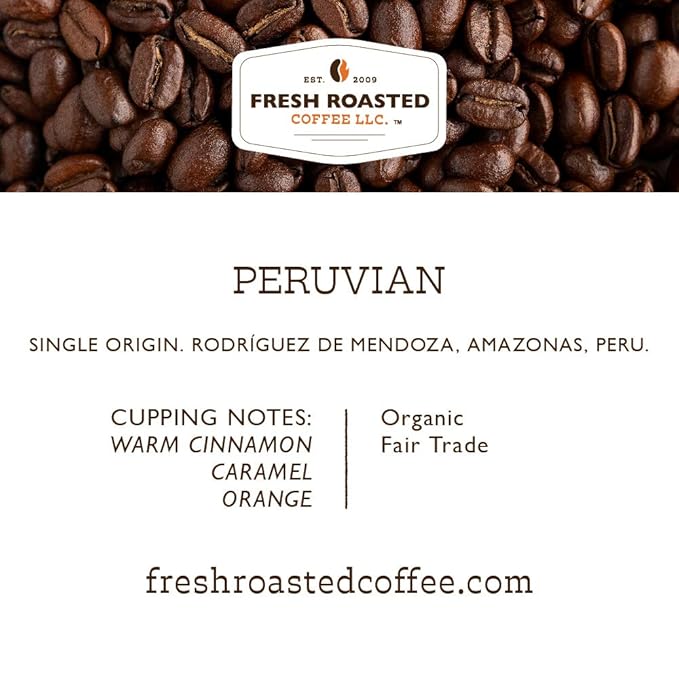 Fresh Roasted Coffee USDA Organic Peru | 3rd Party Tested for Pesticides Mold Mycotoxins Kosher | 100% Arabica Specialty Grade Med Roast 72 Pods for K Cup Brewers