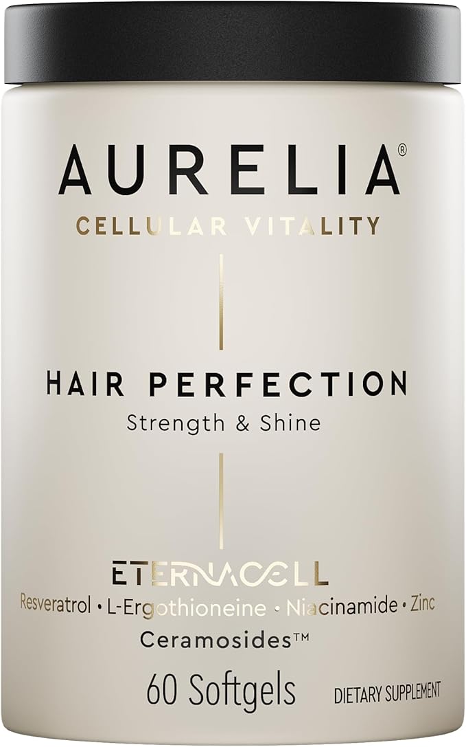 AURELIA Hair Perfection | Advanced Cellular Anti-Aging Supplement | Support Hair Growth | with Zinc Resveratrol Niacinamide Ergothioneine &amp Ceramosides
