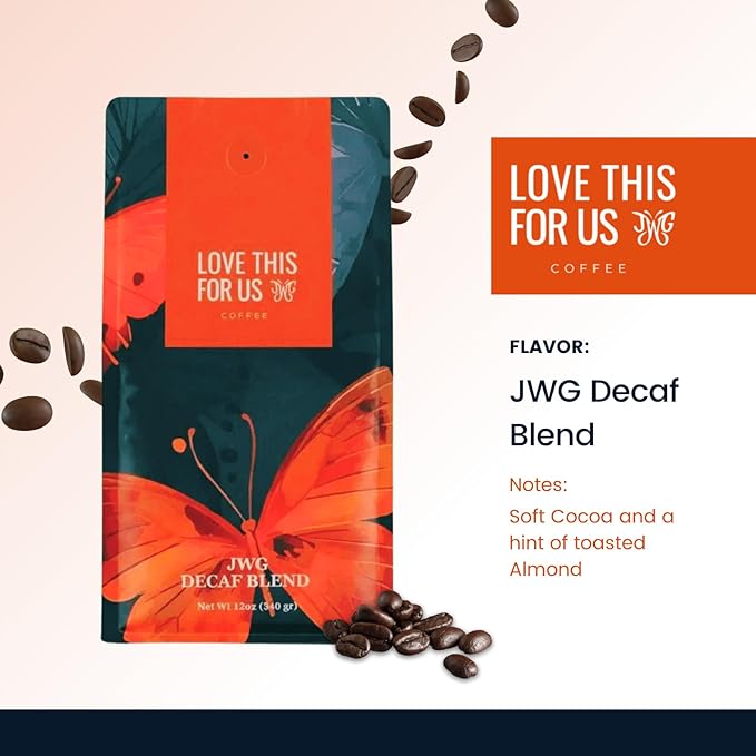 Love This for Us! Coffee - JWG Decaf Blend - With Notes of Cocoa &amp Toasted Almonds - Brew Created in Memory of Julia for Roadside Safety Awareness - Ground Coffee - 12oz