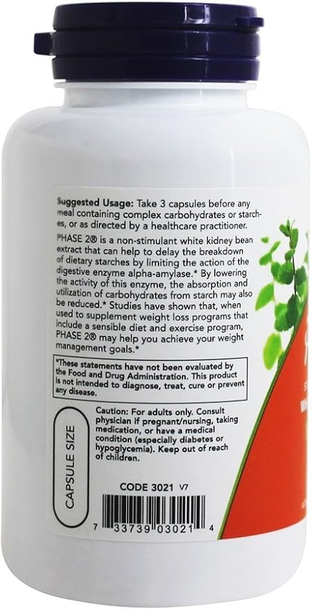 NOW Foods Phase 2 Starch Neutralizer 500 mg 120 Veg Capsules