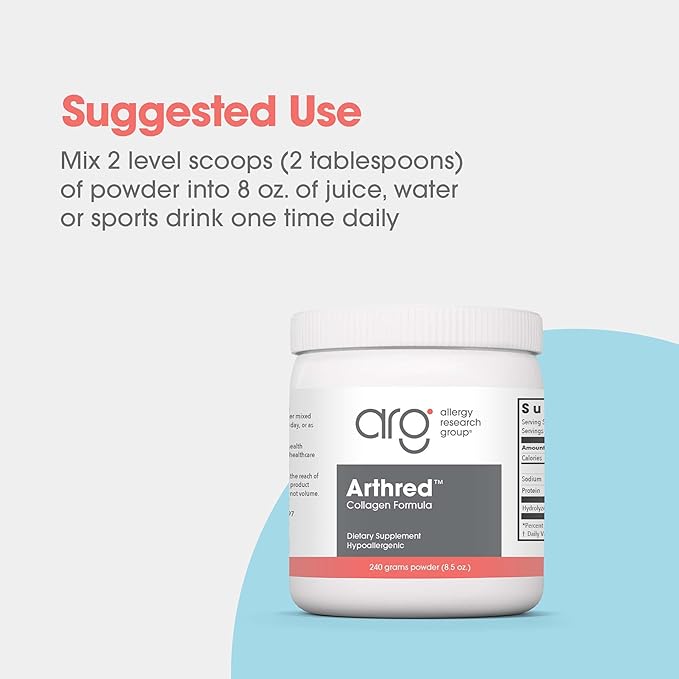 Allergy Research Group Arthred Supplement - Collagen Powder for Men &amp Women 10.5g Collagen Peptides Bovine Sourced Arthred Powder Collagen Formula Hydrolyzed Collagen - 8.5 Oz