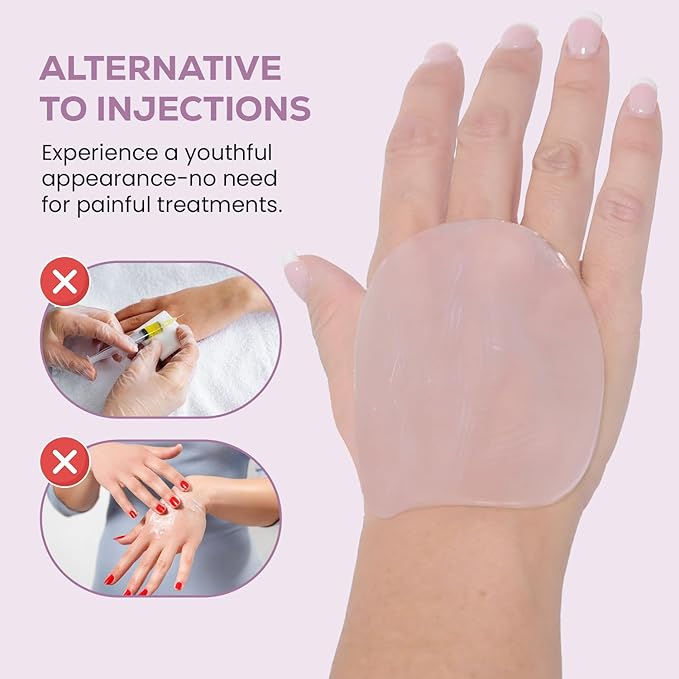 Kami Pure Silicone Hand Wrinkle Patches Anti-Aging Collagen Filler Pads Hydrate Plump &amp Smooth Skin Reusable Single Pack