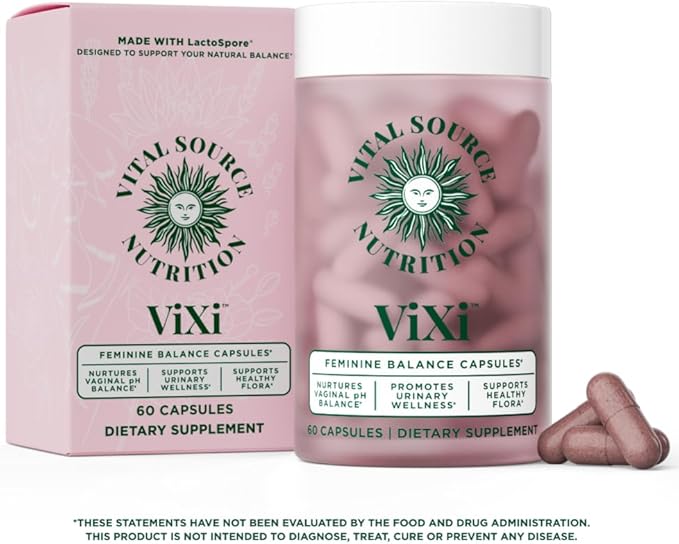 Vital Source Nutrition - ViXi - Feminine Balance Capsules - Vaginal Wellness &amp pH Support - with LactoSpore Cranberry + Pineapple Fruit Powder -Supports Urinary Wellness &amp Healthy Flora -30 S