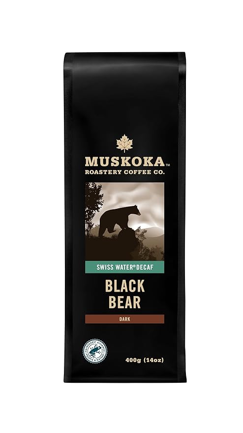 Muskoka Roastery Coffee Black Bear Decaf Dark Roast Ground Coffee 400g