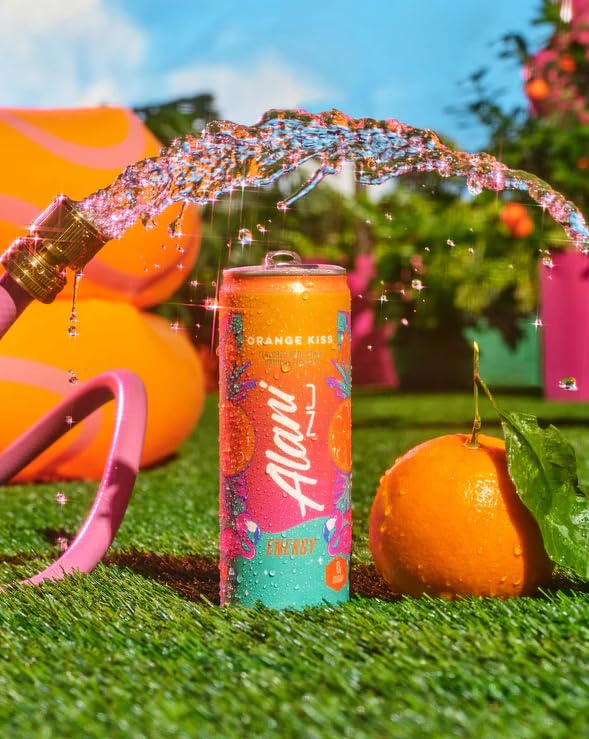 Alani Cotton Candy Energy Drinks sugar free low calorie energy drinks 12 Fl Oz Cans (12 Fl Oz (Pack of 12) Orange Kiss)