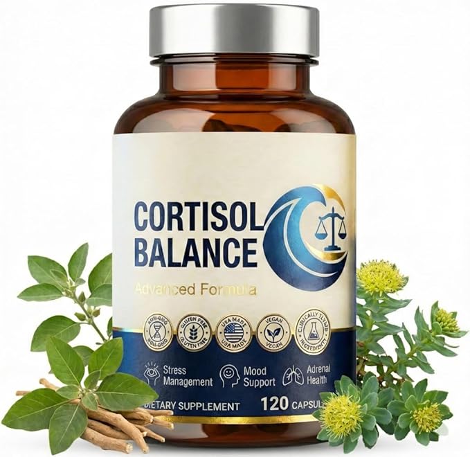 Cortisol Supplements for Women &amp Men High Strength Formula for Stress Management Mood &amp Relaxation Vegan Non-GMO Gluten Free 120 Capsules
