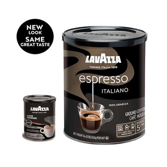 Lavazza Espresso Italiano Ground Coffee Blend (Pack of 4) and Lavazza Super Crema Whole Bean Coffee Blend (2.2 lbs)