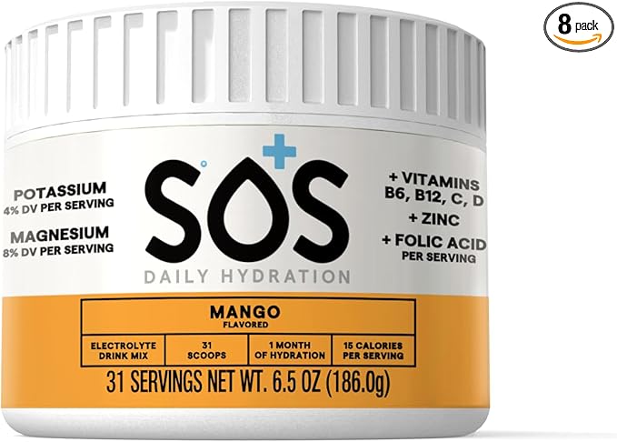 SOS Hydration Electrolyte Powder Drink Mix – Mixed Berry 31 Servings | Low Sugar Electrolytes 15 Cal | Keto Hydration Powder for Rapid Rehydration