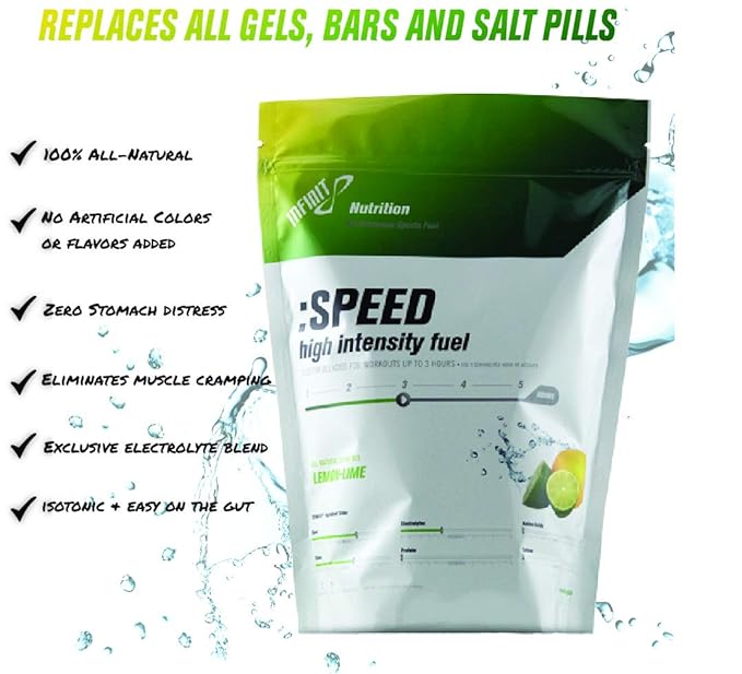 INFINIT Nutrition SPEED High-intensity Fuel All-in-one 230 Calories Per Serving Sport Hydration Drink Mix - No Gels Bars or Salt Pills Natural Carbs Electrolytes Gluten Free Vegan Lemon-Lime Fla