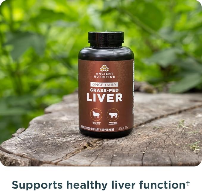 Ancient Nutrition Organ Supplements Once Daily Grass-Fed and Wild Organ Complex Capsules Beef &amp Lamb Liver Supports Healthy Blood Gut and Liver 30 Ct