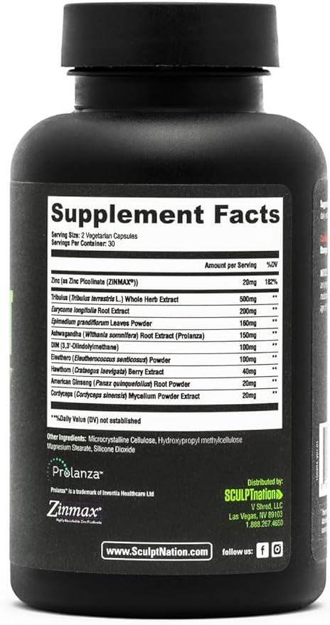 Sculpt Nation - Tribulus Terrestris Supplement with Ashwagandha Tribulus Extract and American Ginseng Root - 60 Gluten Free Capsules - 2 Pack