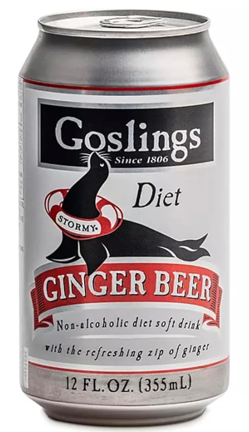 Goslings Diet Ginger Beer Cans of 12 fl oz Each | Ginger Beer Sugar Free For Moscow Mule And Mixers For Alcoholic Drinks (24)