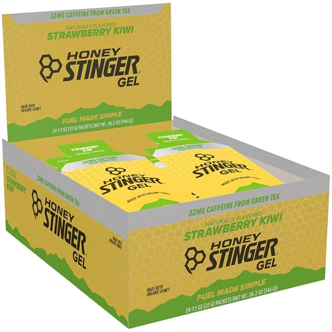 Honey Stinger Organic Energy Gels (Box of 24) - Strawberry Kiwi (Caffeinated) - Strawberry Kiwi (Caffeinated)