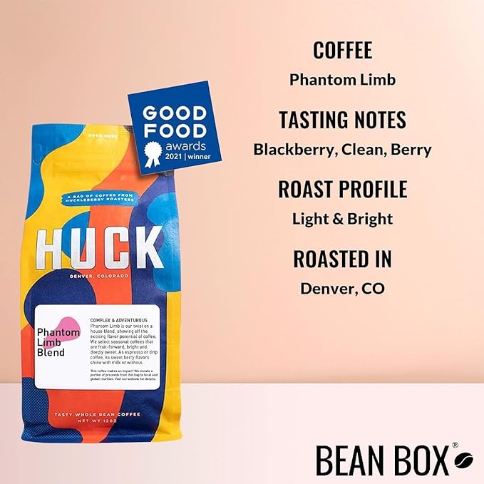 Bean Box Coffee Sampler - Roasted by Huck 4-Pack Freshly Ground Coffee Gourmet Coffee