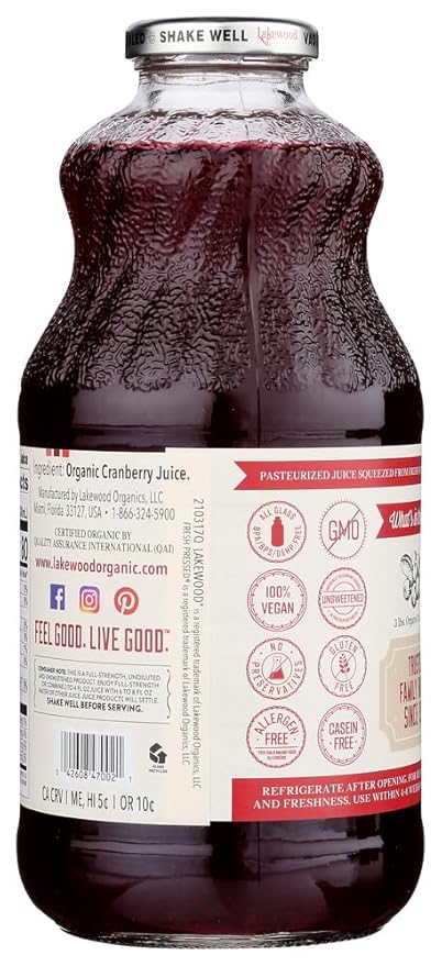 Lakewood Pure Cranberry Juice OG2 32 oz. (Pack of 12)
