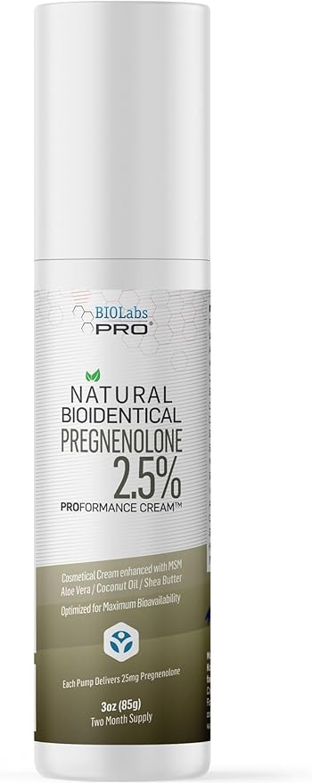 BIOLABS PRO Pregnenolone All Natural Bioidentical Pregnenolone 2.5% Maximum Strength Two-Month Supply (Unscented - 3oz)