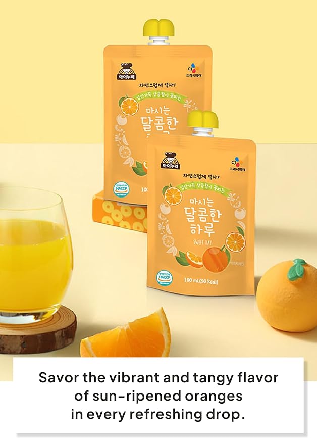 Korean Food CJ Freshway Orange &amp Tangerine Juice Drink 3.38 fl oz (100ml) x 40 Pack Korean Citrus Juice Beverage Single Serve