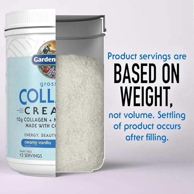 Garden of Life Grass Fed Collagen Creamer Powder - Creamy Vanilla 12 Servings Powder for Coffee Energy Beauty Joints Collagen Peptides with Coconut MCTs Keto Protein Supplements
