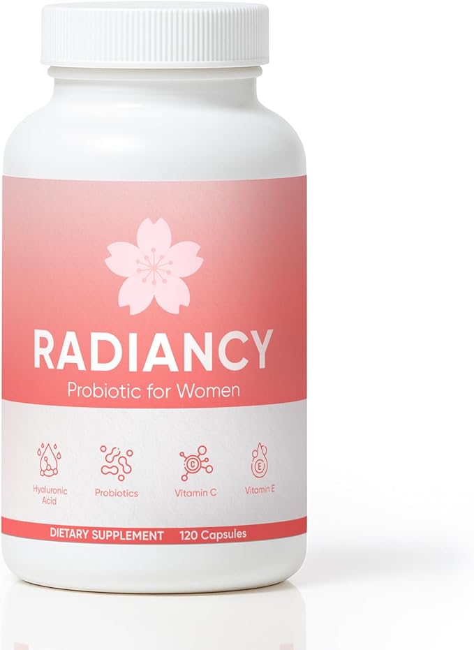 Radiancy Probiotic for Women Daily Supplement with Multi-Collagen Hyaluronic Acid Prebiotics Vitamin C - 120 Count (1)