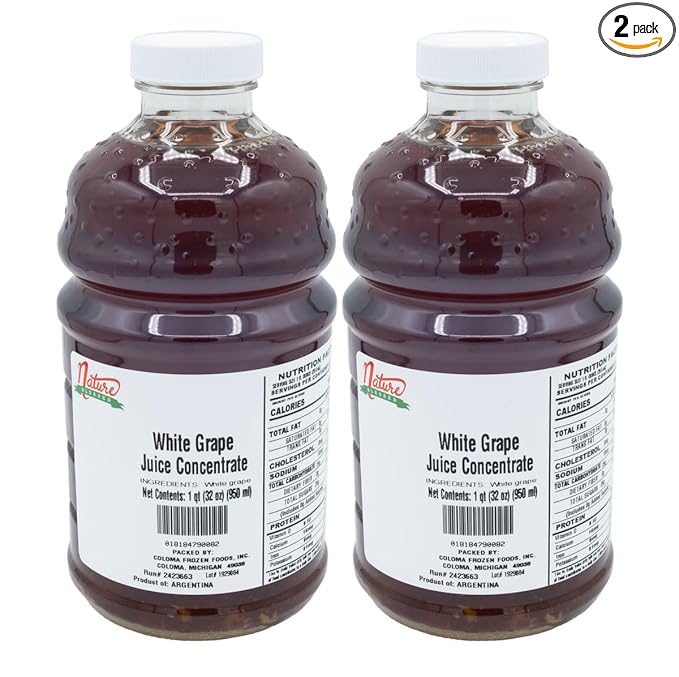 Nature Blessed 100% White Grape Juice Concentrate - 2 Quarts (2/32 fl oz bottles) Applications: Home Wine Making Brewing Distilling Mead Smoothies Jelly Production