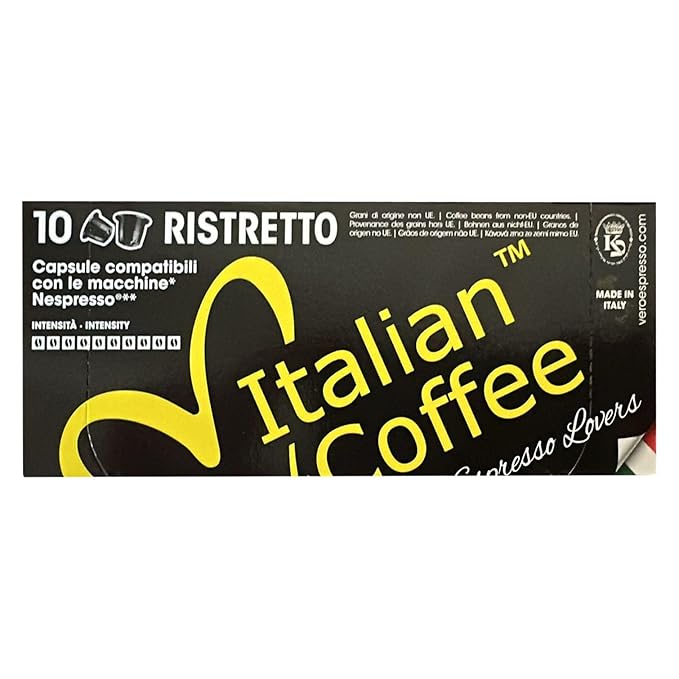 Italian Coffee for Espresso Lovers capsules compatible with Nespresso Original Line machines Regular pods (100 Count (Pack of 1) Ristretto Regular)
