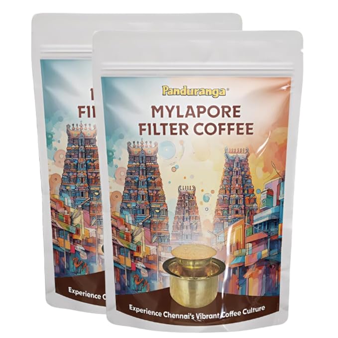Panduranga Mylapore Filter Coffee - Authentic South Indian Filter Coffee Blend | Rich Aroma Traditional Taste Chennai Style Coffee Chicory Mix 500g Pack (pack of 2)